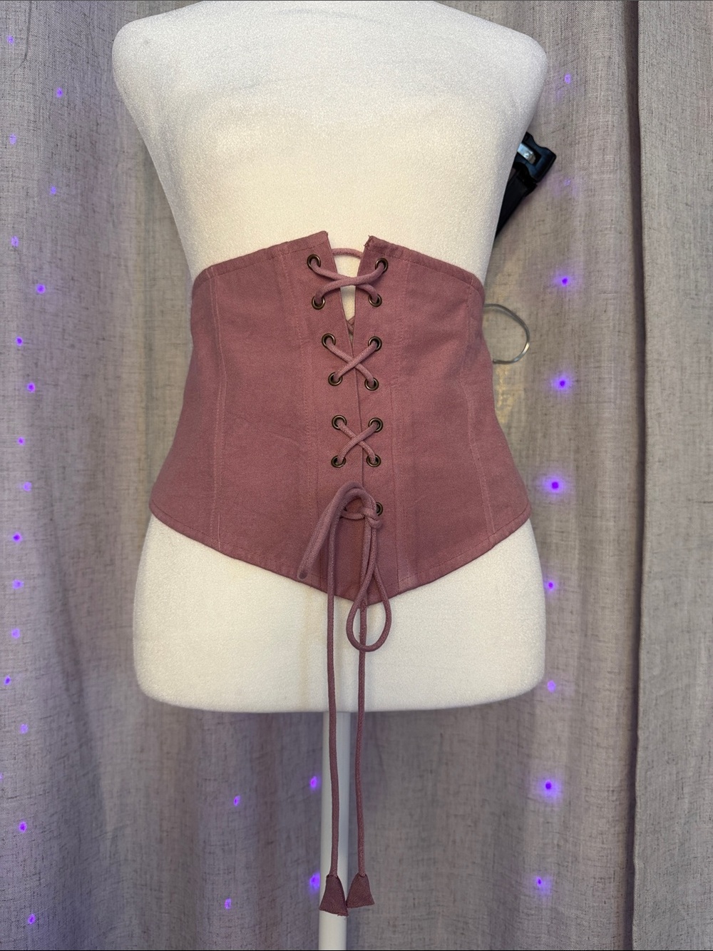Holy clothing Handmade Adjustable Lace-Up Corset Waist Belt - Dusty Mauve